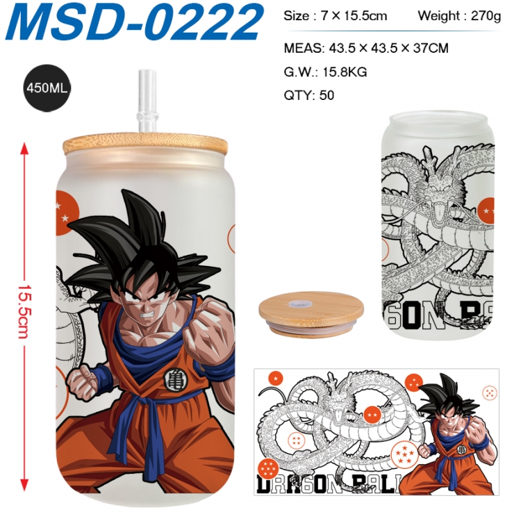 DRAGON BALL Anime frosted glass cup with straw 450ML MSD-0222