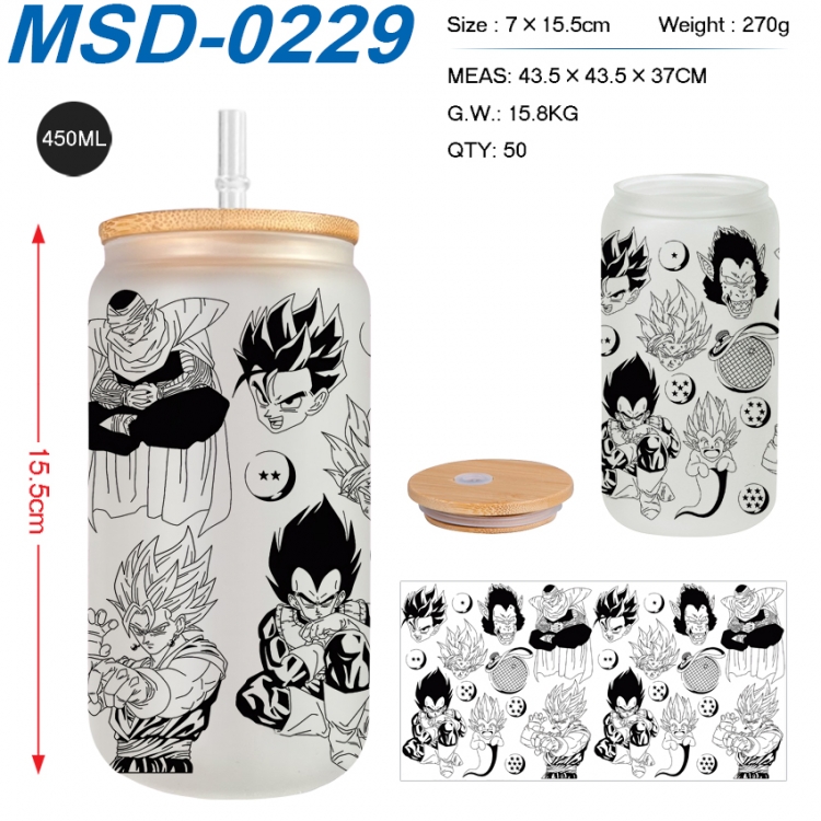 DRAGON BALL Anime frosted glass cup with straw 450ML MSD-0229