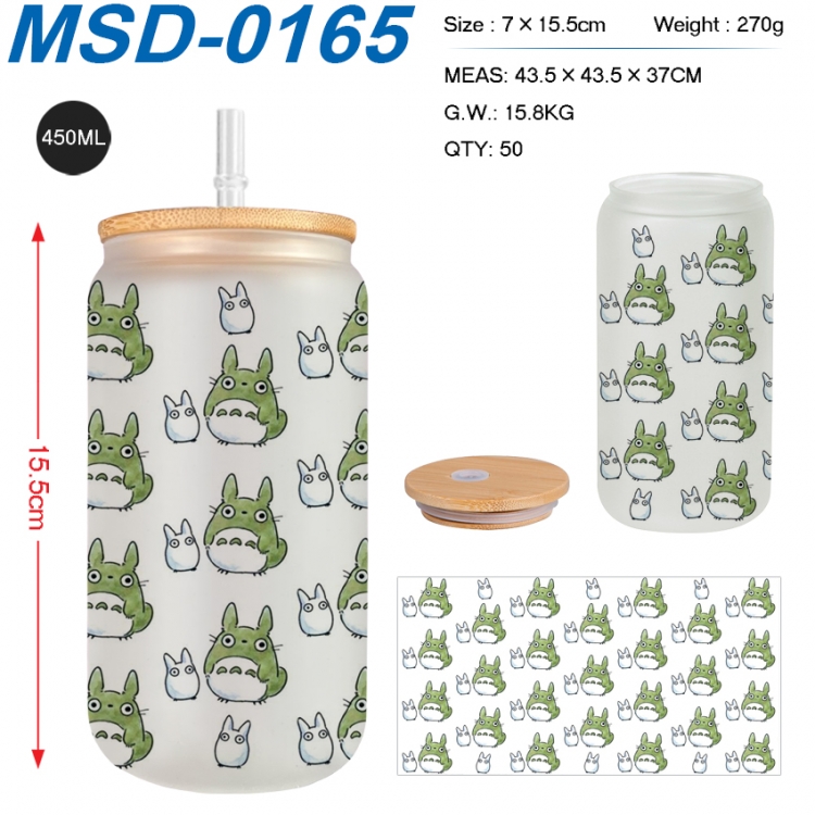 TOTORO Anime frosted glass cup with straw 450ML MSD-0165
