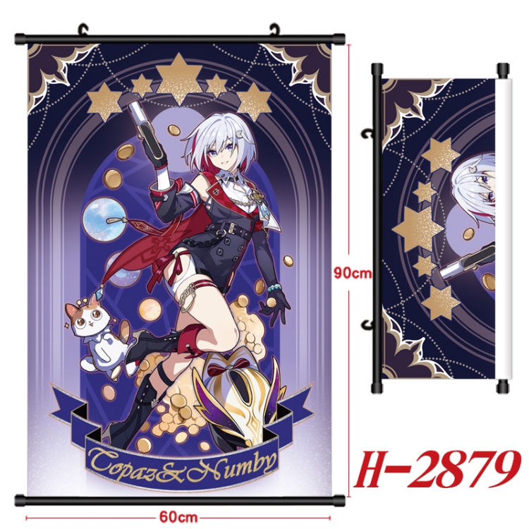 Honkai: Star Rail Anime Black Plastic Rod Canvas Painting Wall Scroll 60X90CM