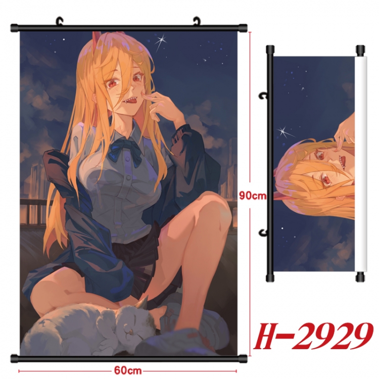 Chainsawman Anime Black Plastic Rod Canvas Painting Wall Scroll 60X90CM