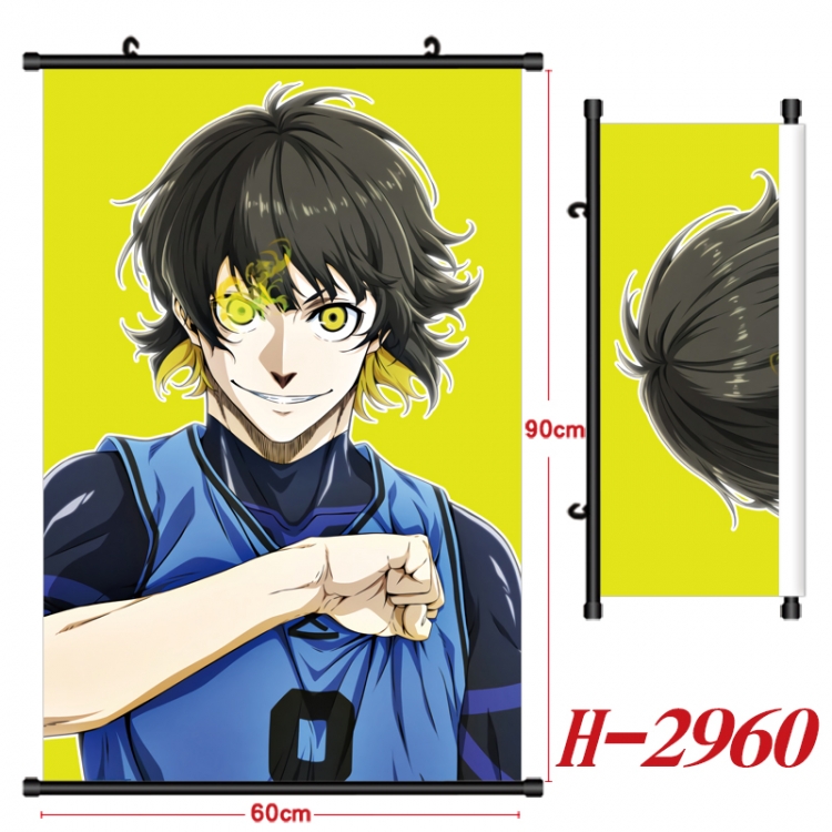 BLUE LOCK Anime Black Plastic Rod Canvas Painting Wall Scroll 60X90CM