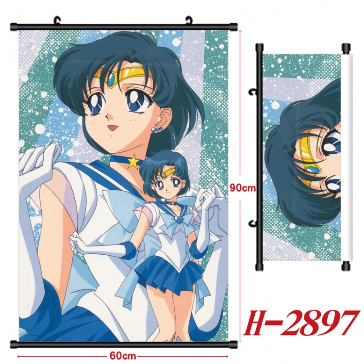 sailormoon Anime Black Plastic Rod Canvas Painting Wall Scroll 60X90CM