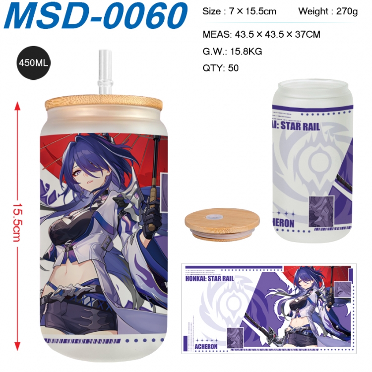 Honkai: Star Rail Anime frosted glass cup with straw 450ML