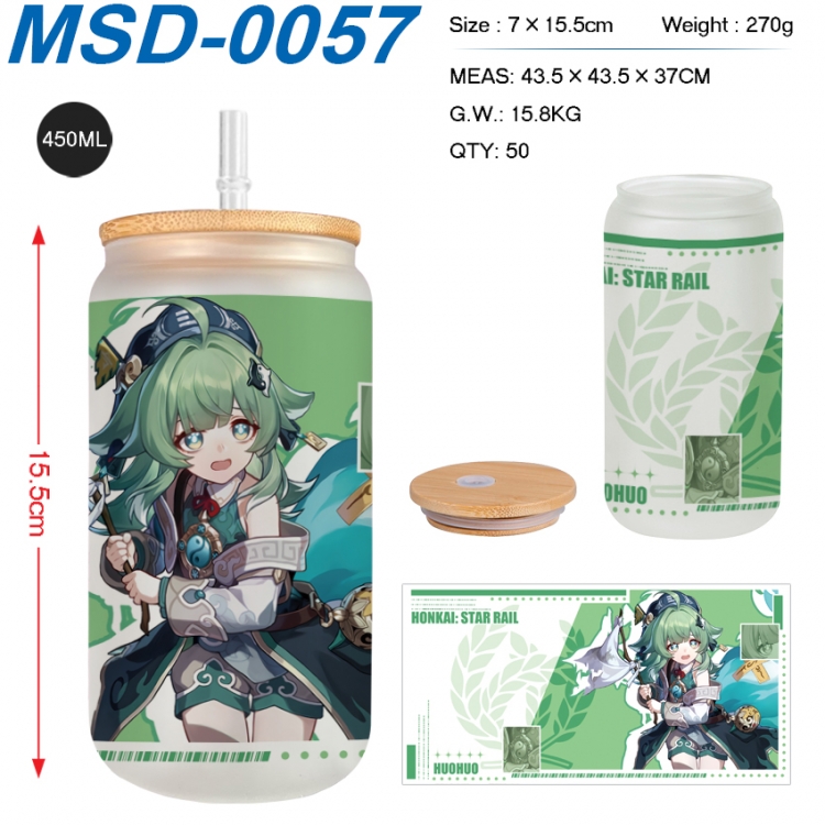 Honkai: Star Rail Anime frosted glass cup with straw 450ML