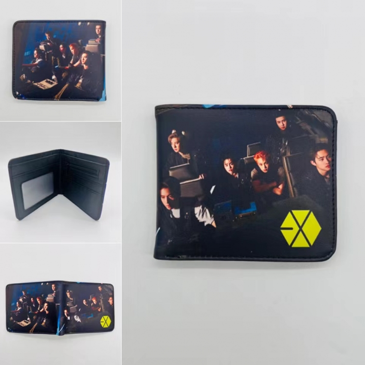 EXO Full color Two fold short card case wallet 11X9.5CM