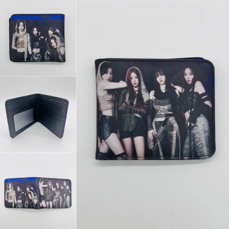 star Full color Two fold short card case wallet 11X9.5CM   