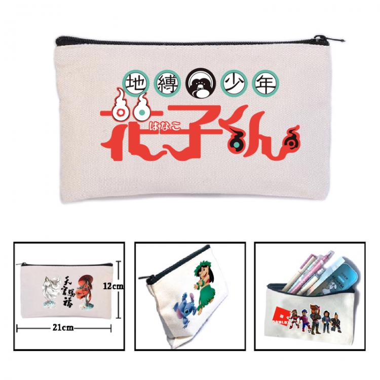Toilet-bound Hanako-kun Anime canvas minimalist printed pencil case storage bag 21X12cm