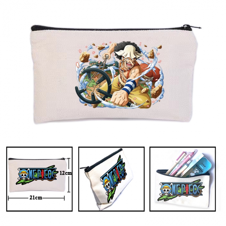 One Piece Anime canvas minimalist printed pencil case storage bag 21X12cm