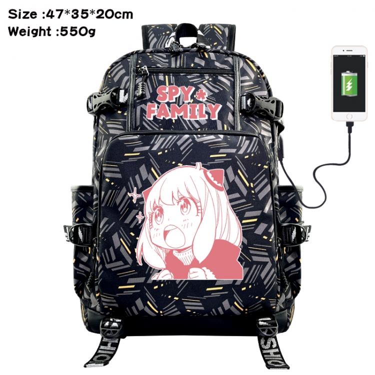 SPYxFAMILY Anime data cable camouflage print USB backpack schoolbag 47x35x20cm