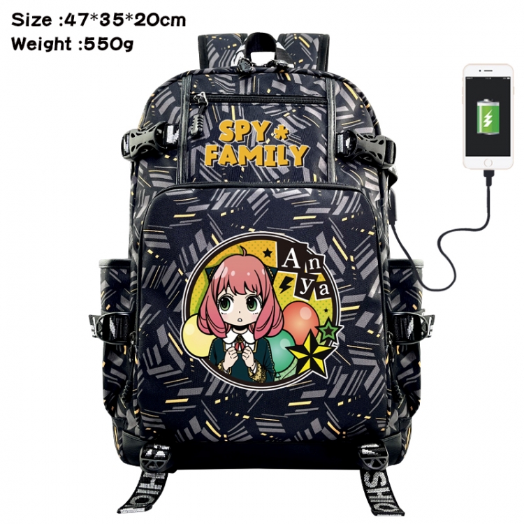 SPYxFAMILY Anime data cable camouflage print USB backpack schoolbag 47x35x20cm