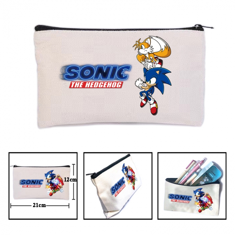 Sonic The Hedgehog Anime canvas minimalist printed pencil case storage bag 21X12cm
