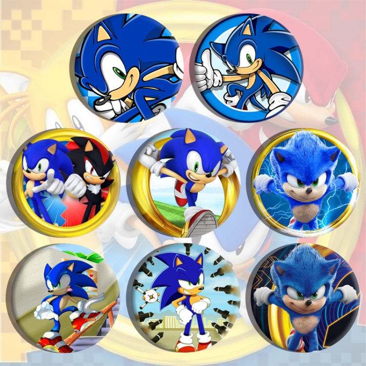 Sonic The Hedgehog Anime tinplate brooch badge a set of 8