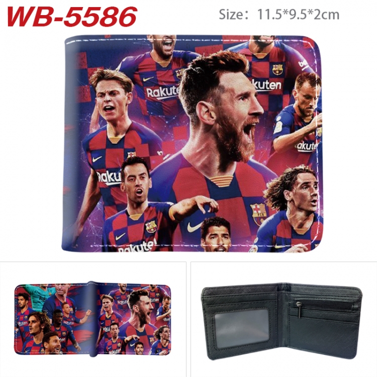 Football star Animation color PU leather half fold wallet 11.5X9X2CM WB-5586A