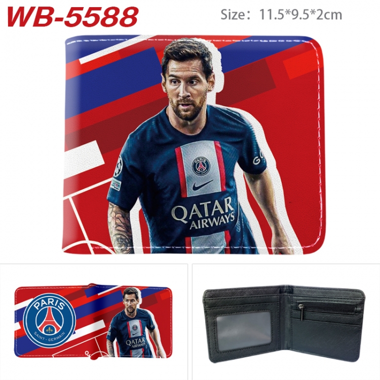 Football star Animation color PU leather half fold wallet 11.5X9X2CM WB-5588A