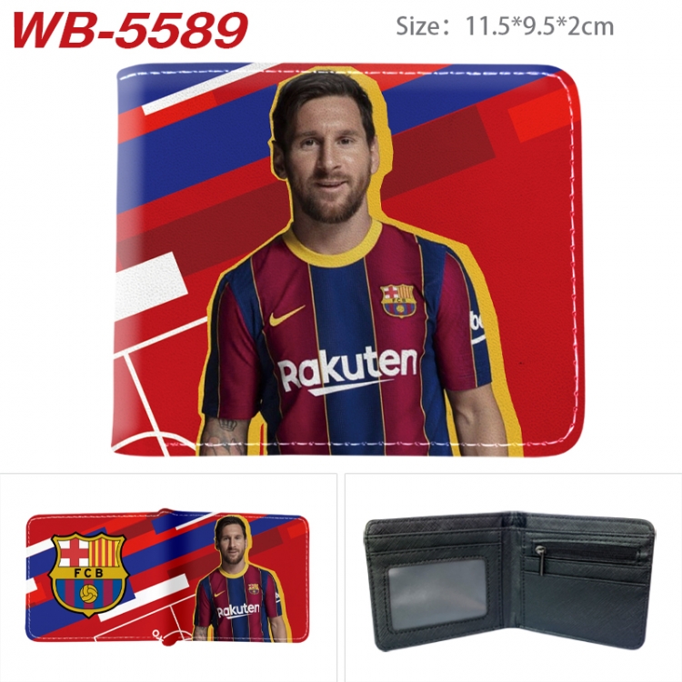 Football star Animation color PU leather half fold wallet 11.5X9X2CM WB-5589A