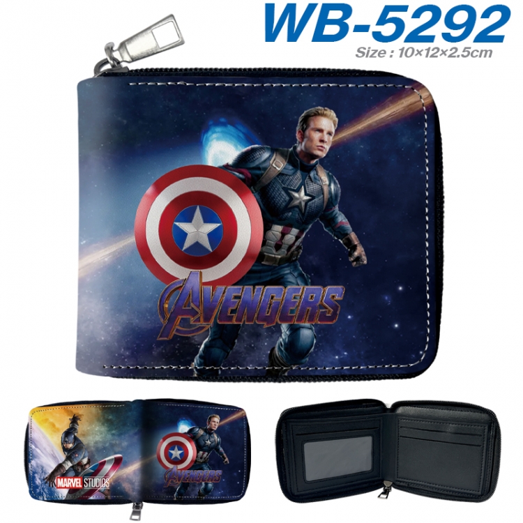 Superheroes Anime color short full zip folding wallet 10x12x2.5cm WB-5292A