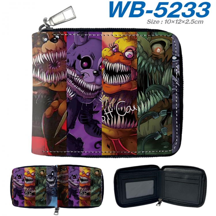 Five Nights at Freddys Anime color short full zip folding wallet 10x12x2.5cm