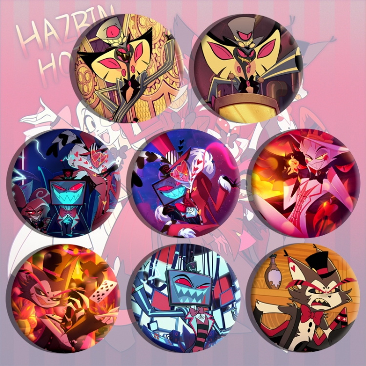 Hazbin Hotel Anime tinplate brooch badge a set of 8