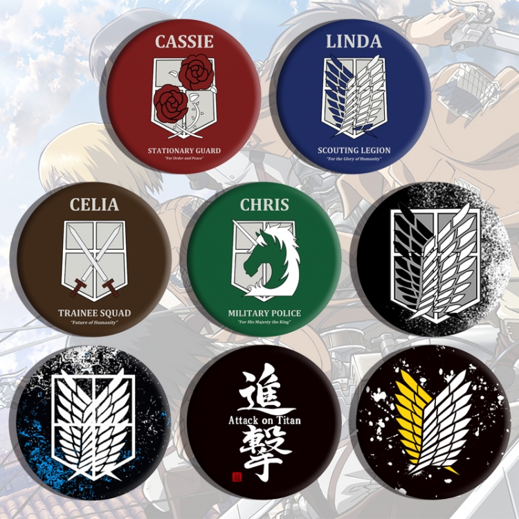 Shingeki no Kyojin Anime tinplate brooch badge a set of 8