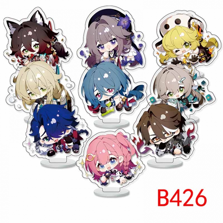 Honkai: Star Rail Anime Character acrylic Small Standing Plates  Keychain 6cm a set of 9