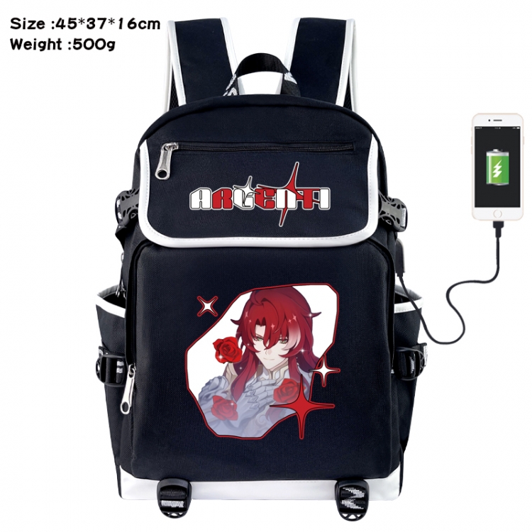 Honkai: Star Rail Anime Flip Data Cable USB Backpack School Bag 45X37X16CM