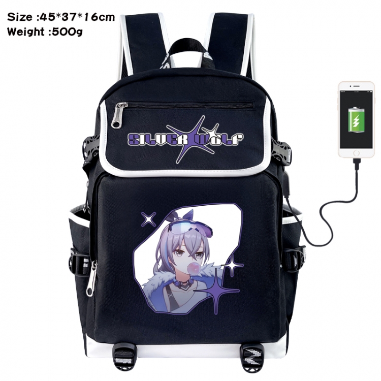 Honkai: Star Rail Anime Flip Data Cable USB Backpack School Bag 45X37X16CM