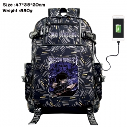 Solo Leveling Anime data cable camouflage print USB backpack schoolbag 47x35x20cm