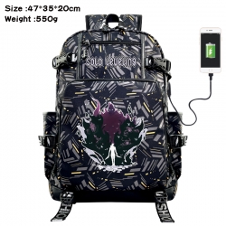 Solo Leveling Anime data cable camouflage print USB backpack schoolbag 47x35x20cm
