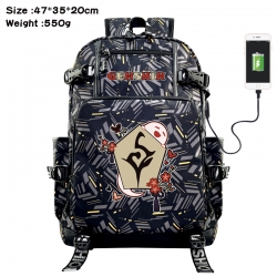 Genshin Impact  Anime data cable camouflage print USB backpack schoolbag 47x35x20cm