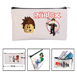 Roblox Anime canvas minimalist printed pencil case storage bag 21X12cm