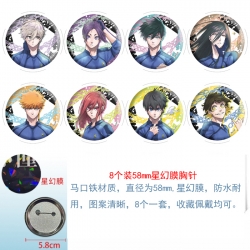 BLUE LOCK  Anime round Astral membrane brooch badge 58MM a set of 8