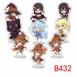 Blessings for a better world Anime Character acrylic Small Standing Plates  Keychain 6cm a set of 9