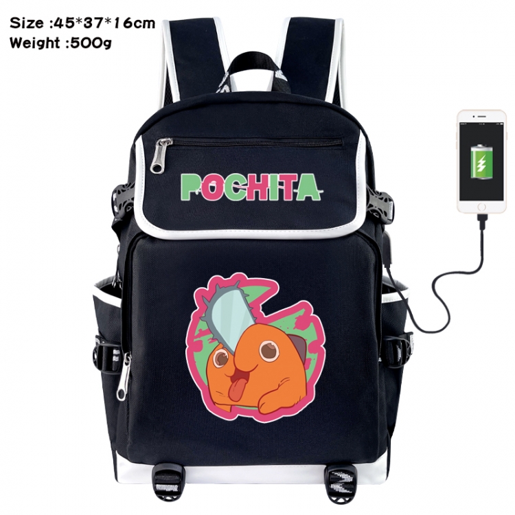 Chainsawman Anime Flip Data Cable USB Backpack School Bag 45X37X16CM