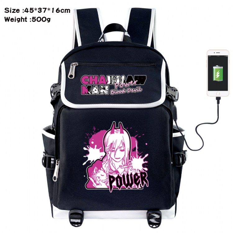 Chainsawman Anime Flip Data Cable USB Backpack School Bag 45X37X16CM