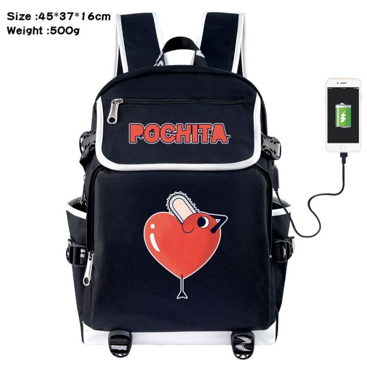 Chainsawman Anime Flip Data Cable USB Backpack School Bag 45X37X16CM