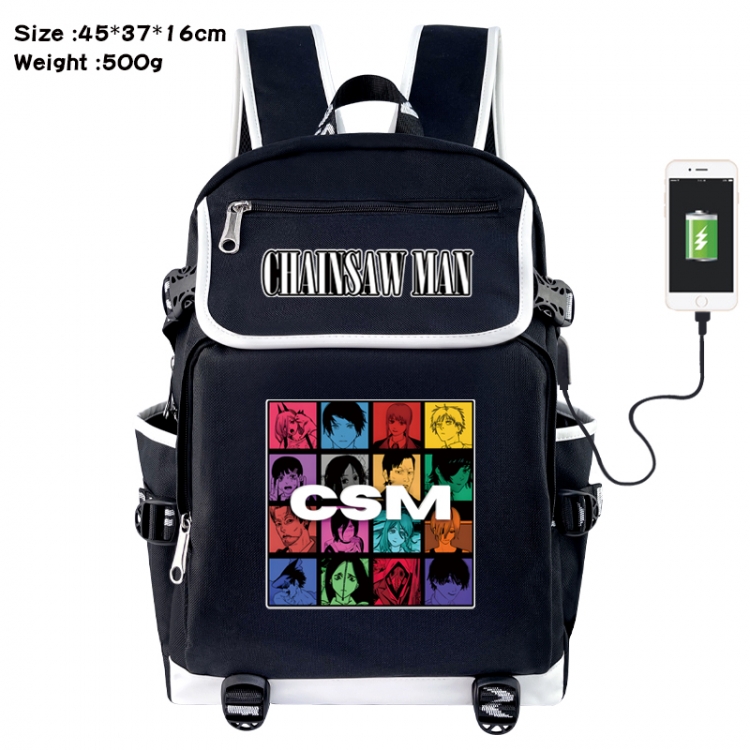 Chainsawman Anime Flip Data Cable USB Backpack School Bag 45X37X16CM