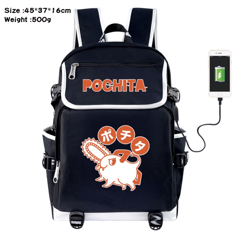 Chainsawman Anime Flip Data Cable USB Backpack School Bag 45X37X16CM