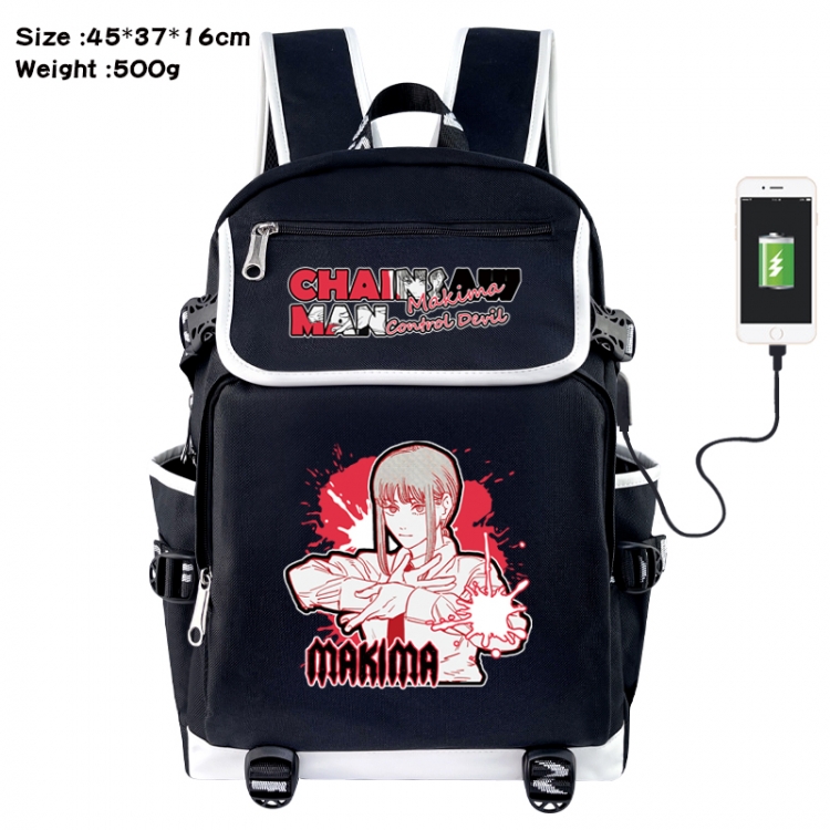 Chainsawman Anime Flip Data Cable USB Backpack School Bag 45X37X16CM