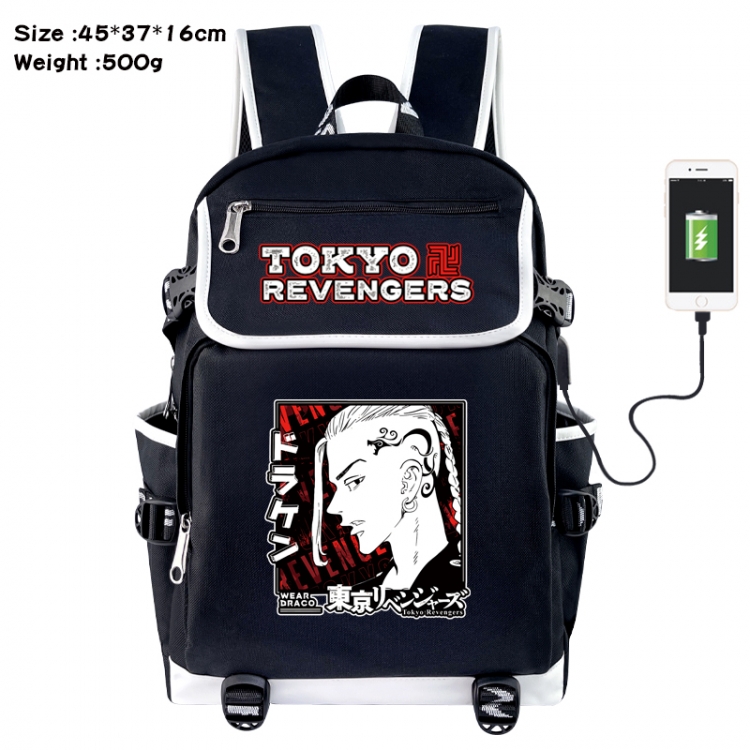 Tokyo Revengers Anime Flip Data Cable USB Backpack School Bag 45X37X16CM