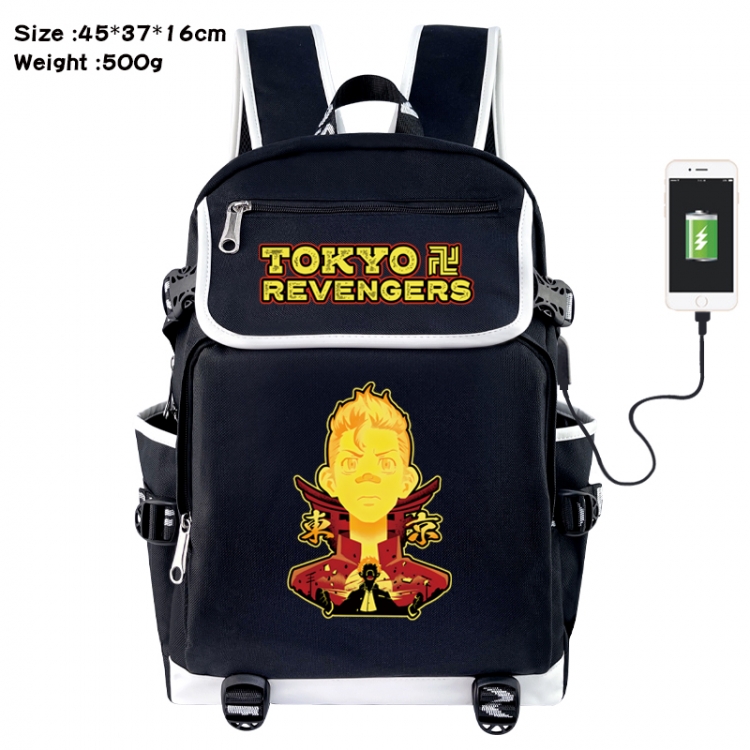 Tokyo Revengers Anime Flip Data Cable USB Backpack School Bag 45X37X16CM