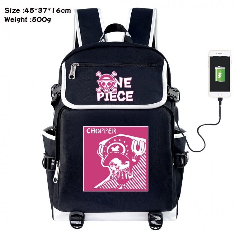 One Piece Anime Flip Data Cable USB Backpack School Bag 45X37X16CM