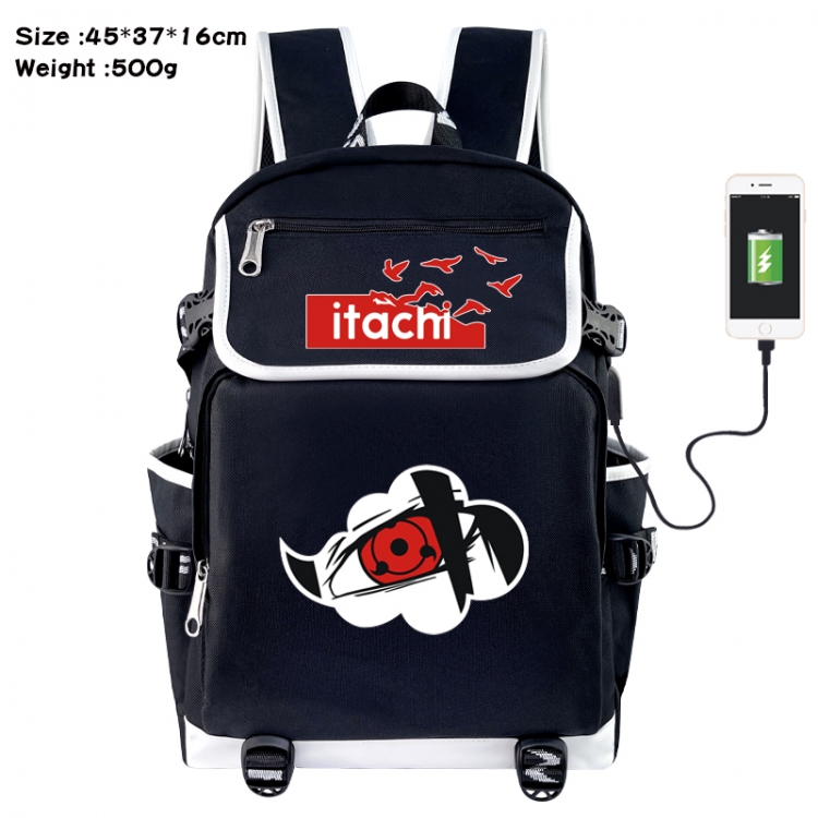 Naruto Anime Flip Data Cable USB Backpack School Bag 45X37X16CM