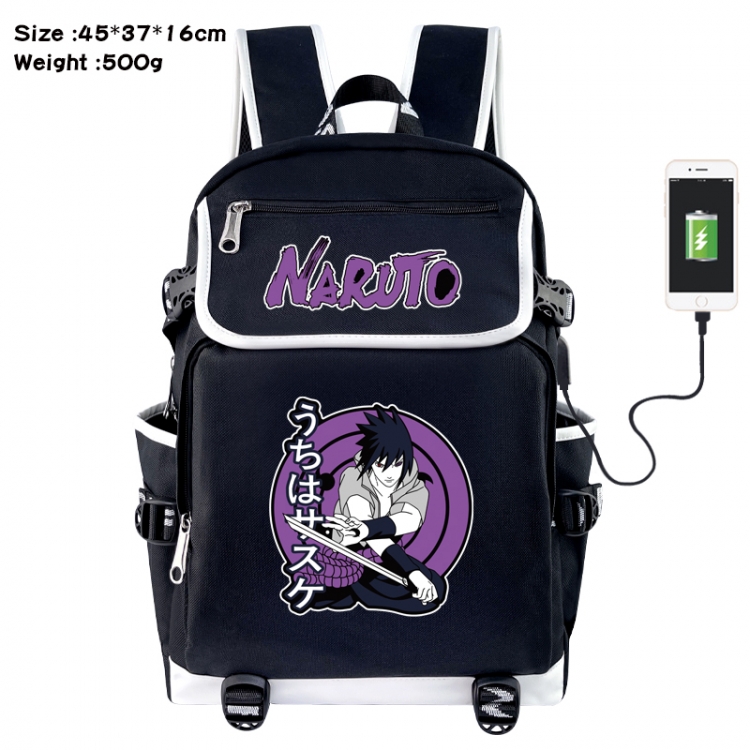 Naruto Anime Flip Data Cable USB Backpack School Bag 45X37X16CM