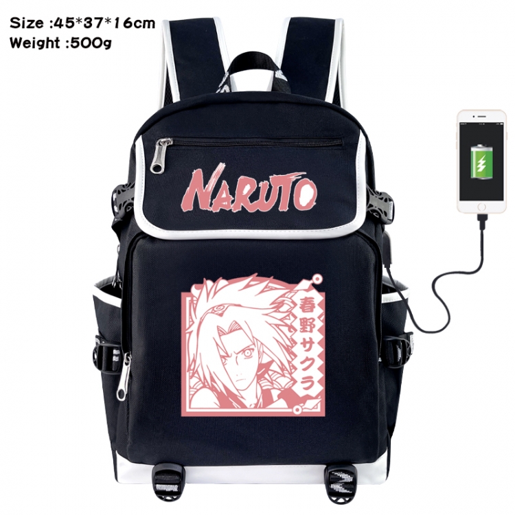 Naruto Anime Flip Data Cable USB Backpack School Bag 45X37X16CM