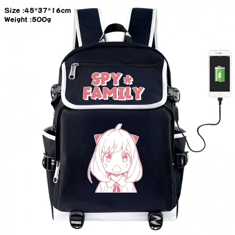 SPYxFAMILY Anime Flip Data Cable USB Backpack School Bag 45X37X16CM