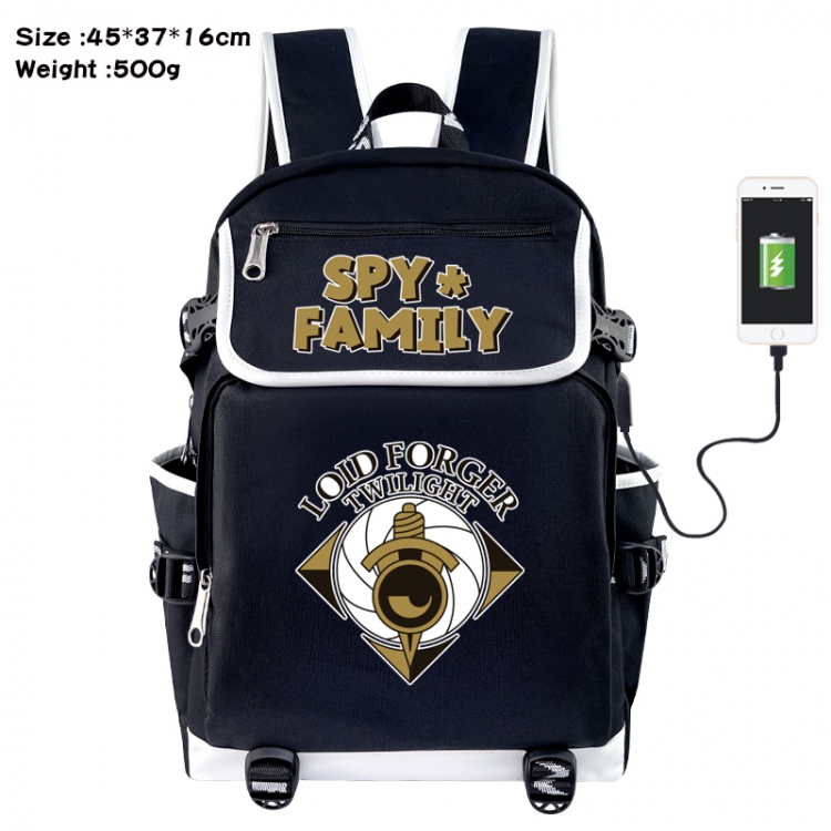 SPYxFAMILY Anime Flip Data Cable USB Backpack School Bag 45X37X16CM
