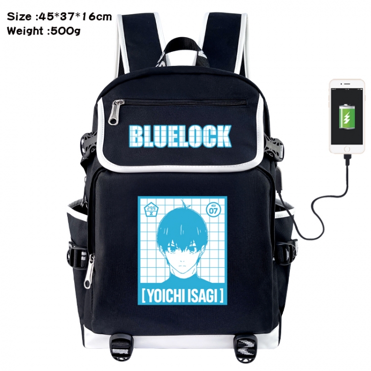 BLUE LOCK Anime Flip Data Cable USB Backpack School Bag 45X37X16CM