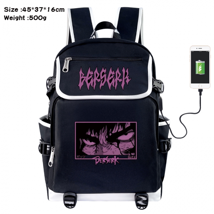 Berserk Anime Flip Data Cable USB Backpack School Bag 45X37X16CM