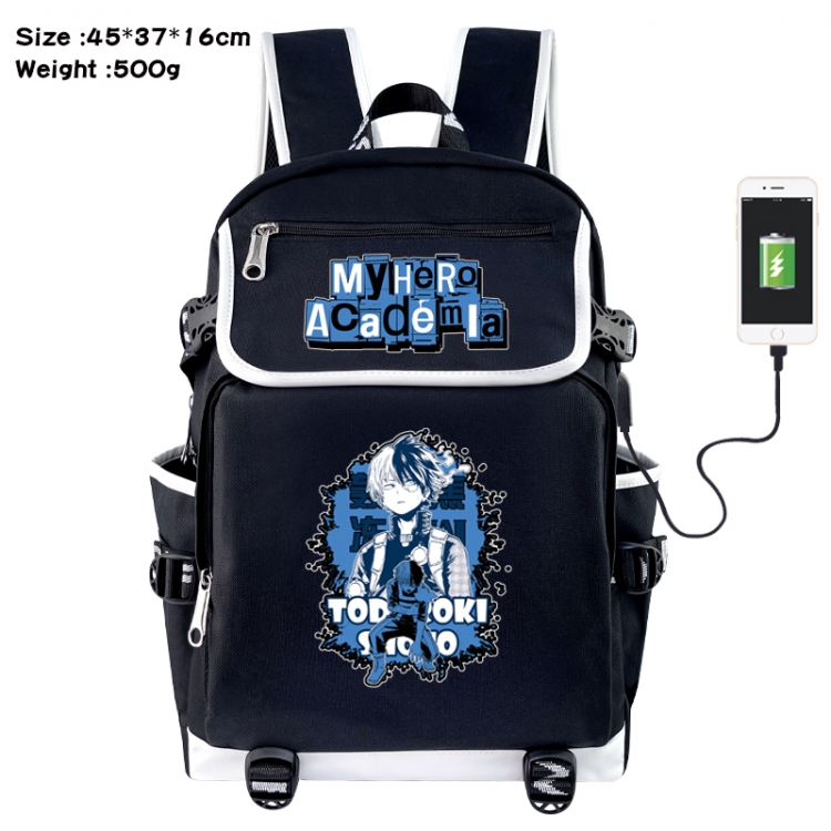 My Hero Academia Anime Flip Data Cable USB Backpack School Bag 45X37X16CM